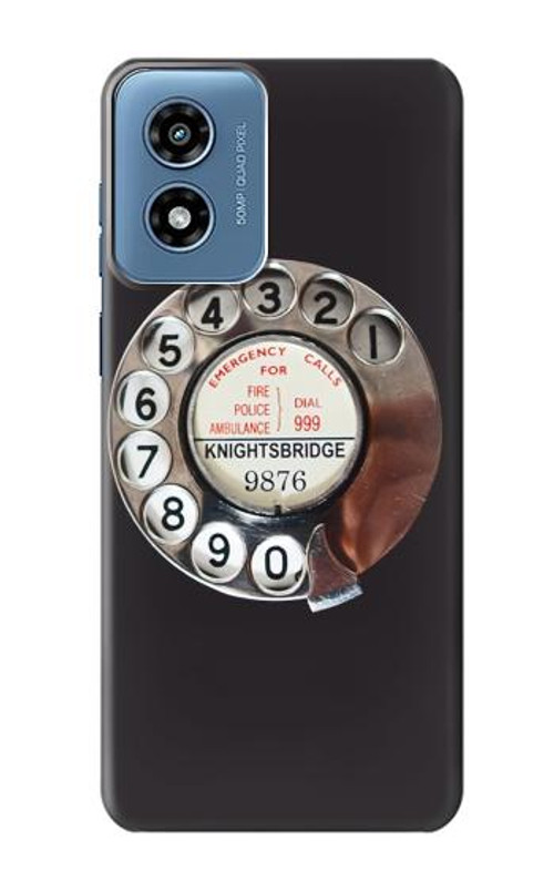 W0059 Retro Rotary Phone Dial On Case Cover Custodia e Flip Case per Motorola Moto G Play 4G (2024)