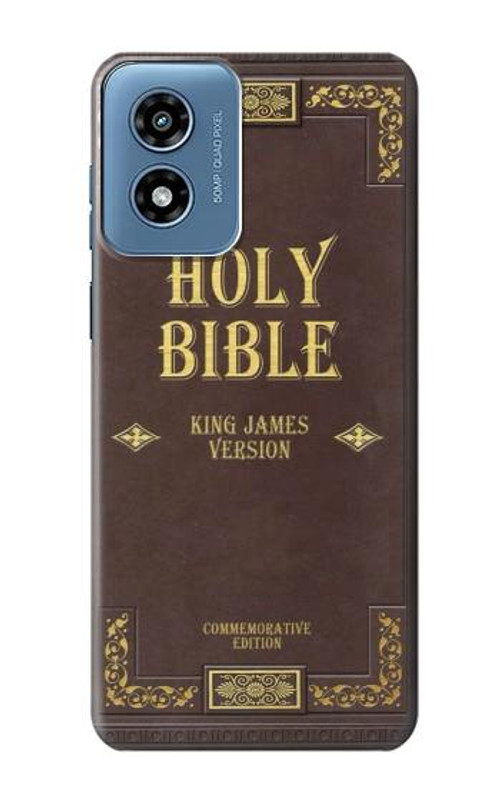 W2889 Holy Bible Cover King James Version Case Cover Custodia e Flip Case per Motorola Moto G Play 4G (2024)