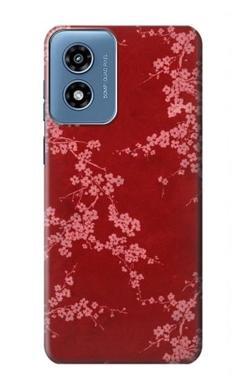 W3817 Red Floral Cherry blossom Pattern Case Cover Custodia e Flip Case per Motorola Moto G Play 4G (2024)