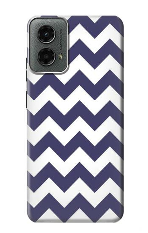 W2345 Navy Blue Shavron Zig Zag Pattern Case Cover Custodia e Flip Case per Motorola Moto G 5G (2024)