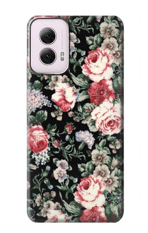 W2727 Vintage Rose Pattern Case Cover Custodia e Flip Case per Motorola Moto G Power 5G (2024)