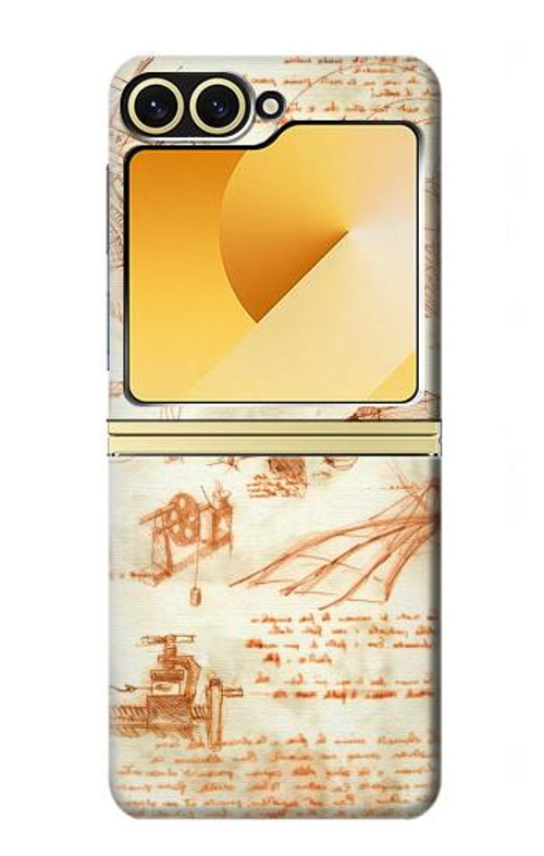 W0566 Technical Drawing Da Vinci Case Cover Custodia e Flip Case per Samsung Galaxy Z Flip 6