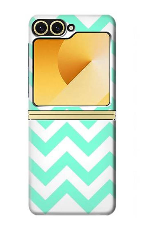 W1723 Mint Chevron Zigzag Case Cover Custodia e Flip Case per Samsung Galaxy Z Flip 6