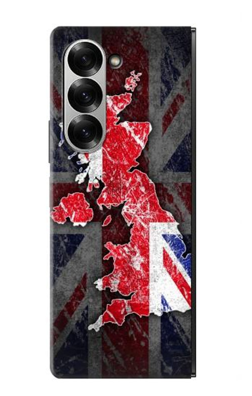 W2936 UK British Flag Map Case Cover Custodia e Flip Case per Samsung Galaxy Z Fold 6