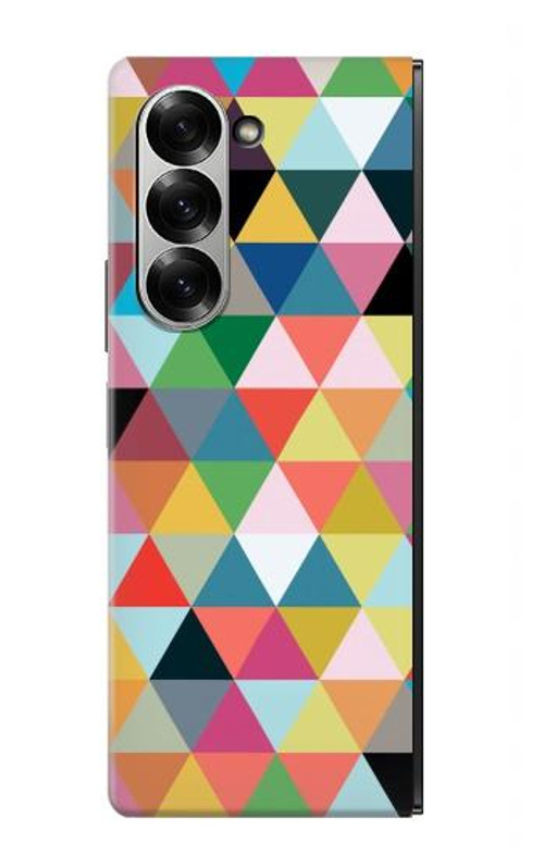 W3049 Triangles Vibrant Colors Case Cover Custodia e Flip Case per Samsung Galaxy Z Fold 6