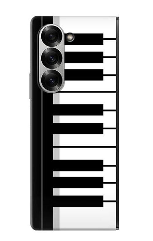 W3078 Black and White Piano Keyboard Case Cover Custodia e Flip Case per Samsung Galaxy Z Fold 6