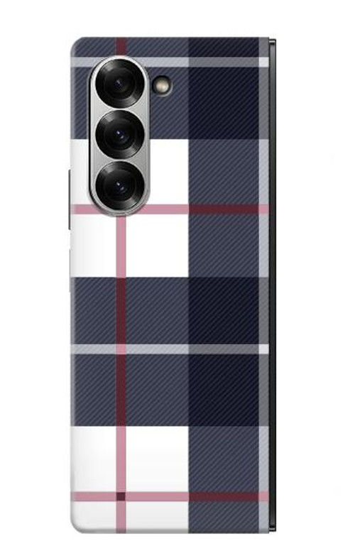 W3452 Plaid Fabric Pattern Case Cover Custodia e Flip Case per Samsung Galaxy Z Fold 6