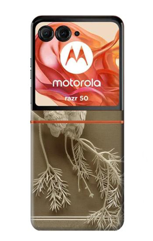 W1386 Paper Sculpture Owl Case Cover Custodia e Flip Case per Motorola Razr 50