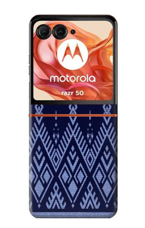 W3950 Textile Thai Blue Pattern Case Cover Custodia e Flip Case per Motorola Razr 50