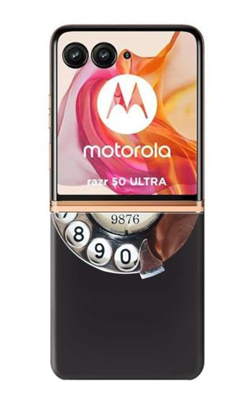 W0059 Retro Rotary Phone Dial On Case Cover Custodia e Flip Case per Motorola Razr 50 Ultra