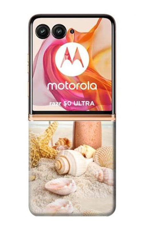 W1425 Seashells on The Beach Case Cover Custodia e Flip Case per Motorola Razr 50 Ultra