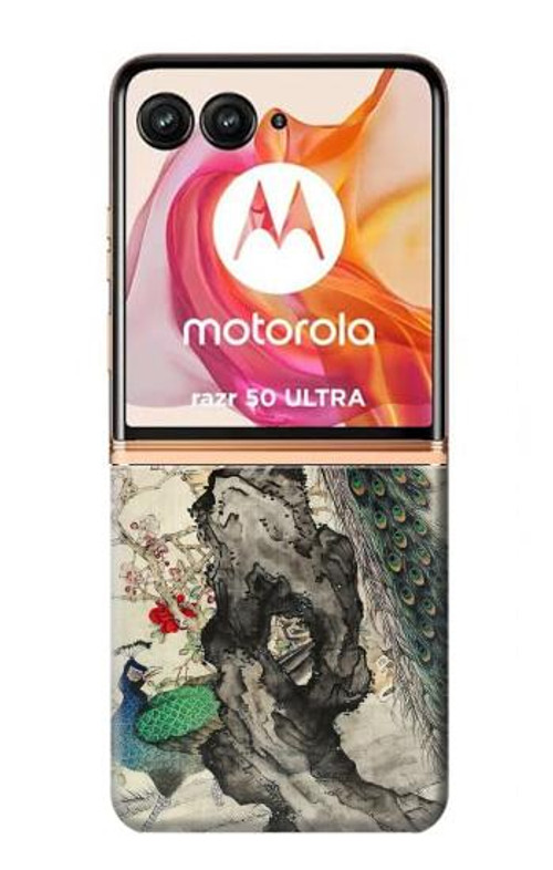 W2086 Peacock Painting Case Cover Custodia e Flip Case per Motorola Razr 50 Ultra