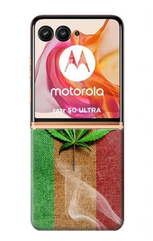 W2109 Smoke Reggae Rasta Flag Case Cover Custodia e Flip Case per Motorola Razr 50 Ultra