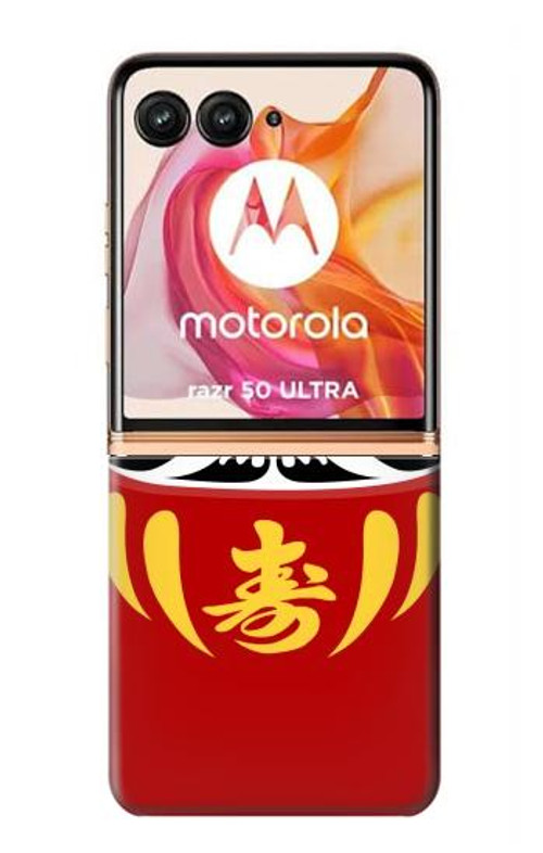 W3045 Japan Good Luck Daruma Doll Case Cover Custodia e Flip Case per Motorola Razr 50 Ultra