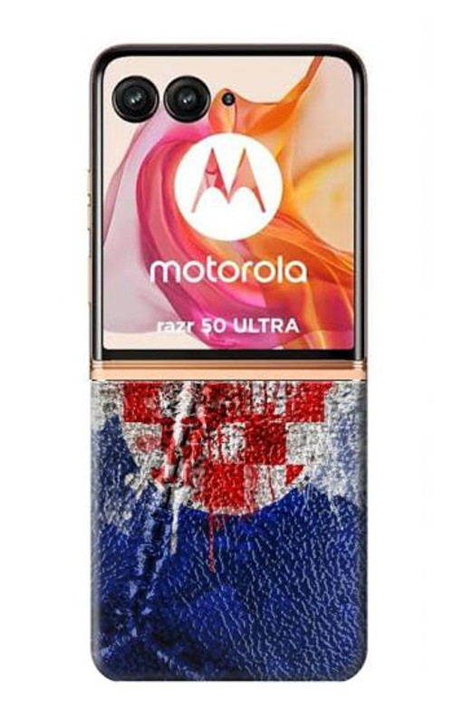 W3313 Croatia Flag Vintage Football Graphic Case Cover Custodia e Flip Case per Motorola Razr 50 Ultra