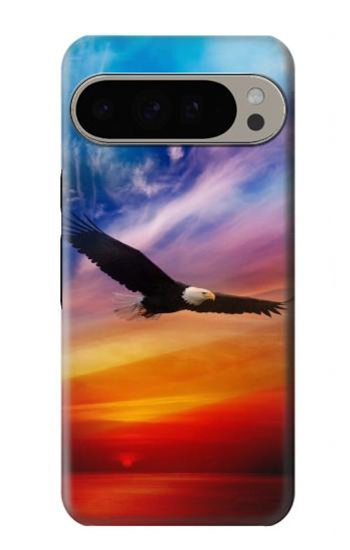 W3841 Bald Eagle Flying Colorful Sky Case Cover Custodia e Flip Case per Google Pixel 9 Pro XL