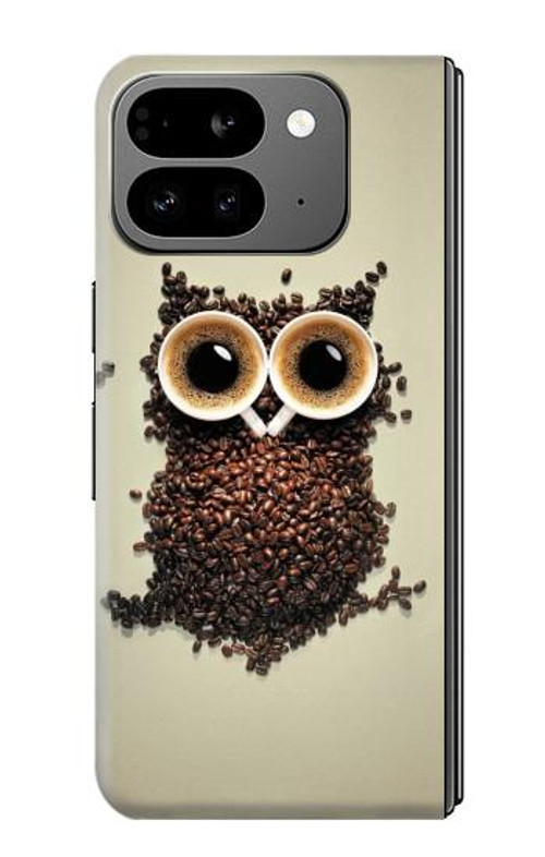 W0360 Coffee Owl Case Cover Custodia e Flip Case per Google Pixel 9 Pro Fold