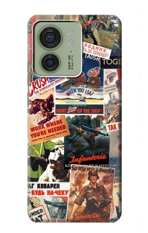 W3905 Vintage Army Poster Case Cover Custodia e Flip Case per Motorola Edge (2023), Edge 40
