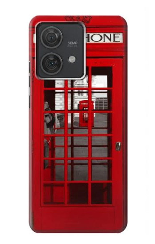 W0058 British Red Telephone Box Case Cover Custodia e Flip Case per Motorola Edge 40 Neo