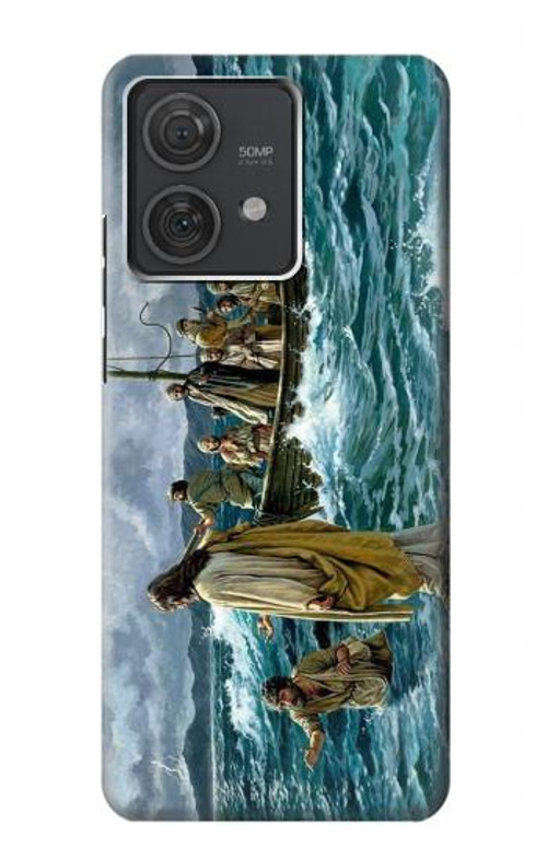 W1722 Jesus Walk on The Sea Case Cover Custodia e Flip Case per Motorola Edge 40 Neo