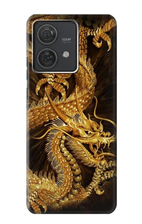 W2804 Chinese Gold Dragon Printed Case Cover Custodia e Flip Case per Motorola Edge 40 Neo