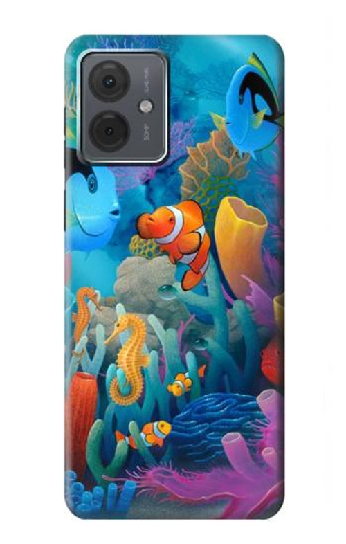 W3227 Underwater World Cartoon Case Cover Custodia e Flip Case per Motorola Moto G14