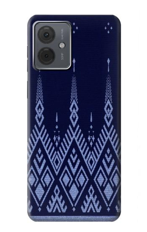 W3950 Textile Thai Blue Pattern Case Cover Custodia e Flip Case per Motorola Moto G14