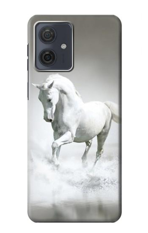 W0932 White Horse Case Cover Custodia e Flip Case per Motorola Moto G54