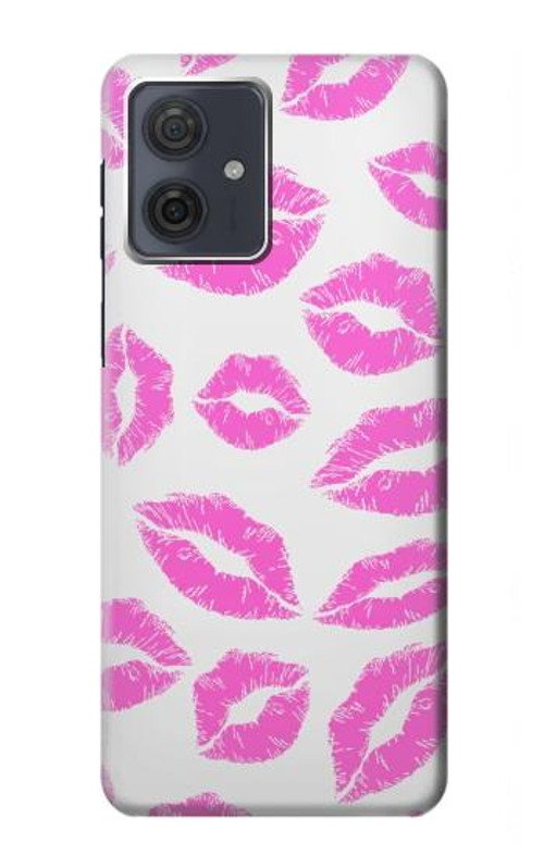 W2214 Pink Lips Kisses Case Cover Custodia e Flip Case per Motorola Moto G54