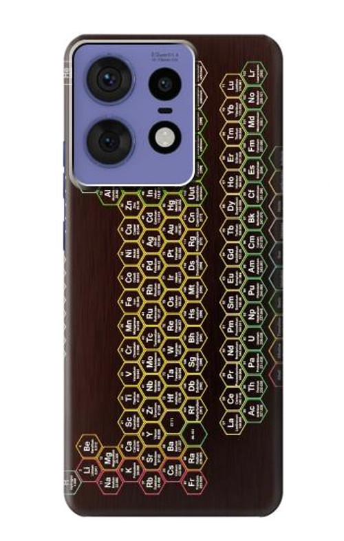 W3544 Neon Honeycomb Periodic Table Case Cover Custodia e Flip Case per Motorola Edge 50 Pro
