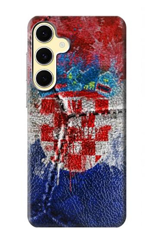 W3313 Croatia Flag Vintage Football Graphic Case Cover Custodia e Flip Case per Samsung Galaxy S24 FE