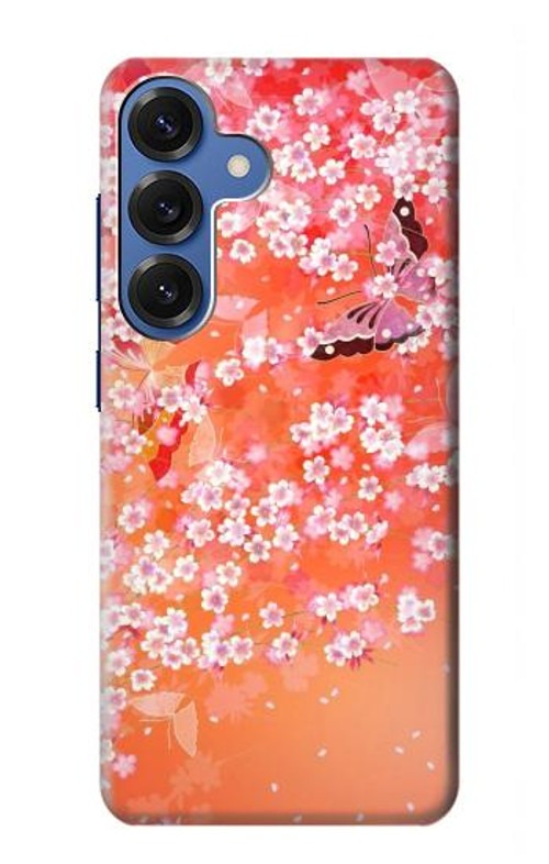 W2543 Japanese Kimono Style Flower Pattern Case Cover Custodia e Flip Case per Samsung Galaxy S25