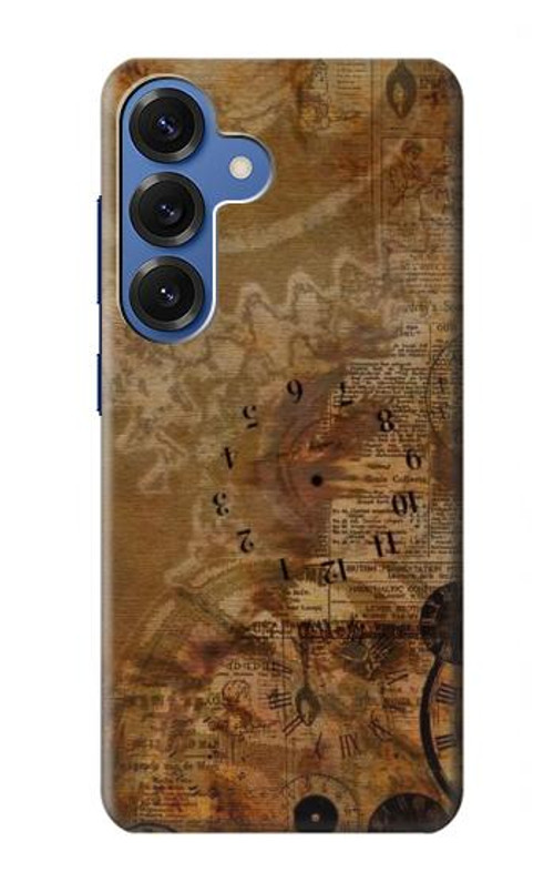 W3456 Vintage Paper Clock Steampunk Case Cover Custodia e Flip Case per Samsung Galaxy S25