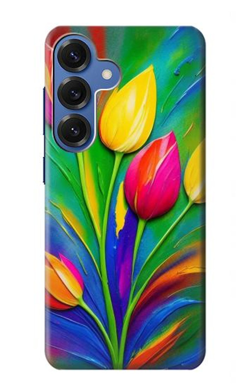 W3926 Colorful Tulip Oil Painting Case Cover Custodia e Flip Case per Samsung Galaxy S25