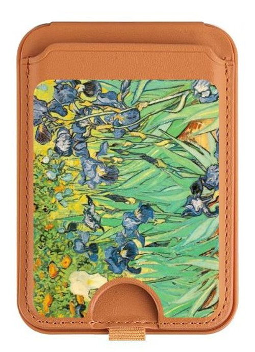 W0210 Van Gogh Irises Magnetic Card Holder Wallet Stand with MagSafe for iPhone 16 15 14 13 Pro Max