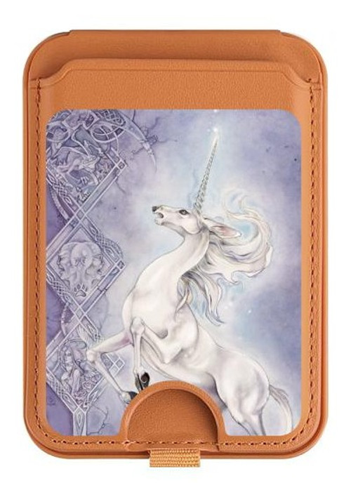 W1134 White Horse Unicorn Magnetic Card Holder Wallet Stand with MagSafe for iPhone 16 15 14 13 Pro Max
