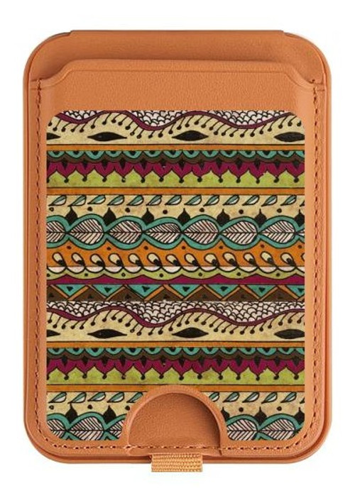 W2860 Aztec Boho Hippie Pattern Magnetic Card Holder Wallet Stand with MagSafe for iPhone 16 15 14 13 Pro Max