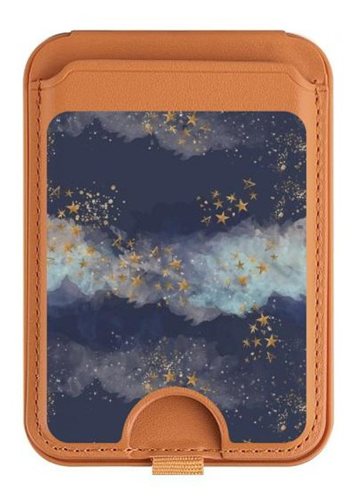 W3364 Gold Star Sky Magnetic Card Holder Wallet Stand with MagSafe for iPhone 16 15 14 13 Pro Max