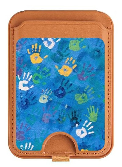 W3403 Hand Print Magnetic Card Holder Wallet Stand with MagSafe for iPhone 16 15 14 13 Pro Max