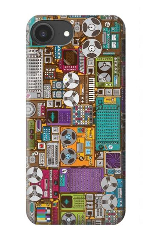 W3879 Retro Music Doodle Case Cover Custodia e Flip Case per iPhone 16e