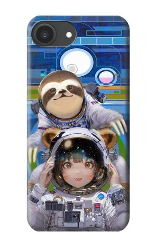 W3915 Raccoon Girl Baby Sloth Astronaut Suit Case Cover Custodia e Flip Case per iPhone 16e