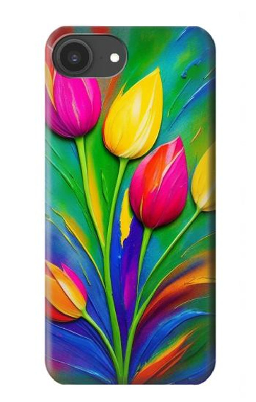 W3926 Colorful Tulip Oil Painting Case Cover Custodia e Flip Case per iPhone 16e