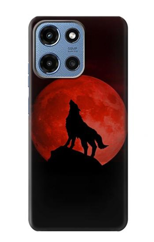 W2955 Wolf Howling Red Moon Case Cover Custodia e Flip Case per Motorola Moto G 5G (2025)