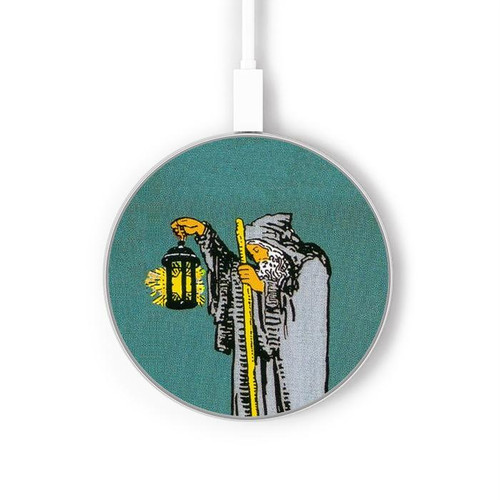 W3741 Tarot Card The Hermit Caricabatterie wireless da 15W, tipo C, per iPhone e Android, con luce LED