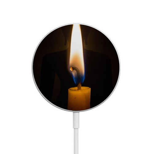 W3530 Buddha Candle Burning Caricabatterie wireless magnetico con MagSafe 15W per iPhone 16 15 14 13 12