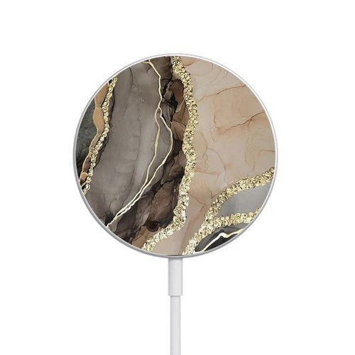 W3700 Marble Gold Graphic Printed Caricabatterie wireless magnetico con MagSafe 15W per iPhone 16 15 14 13 12
