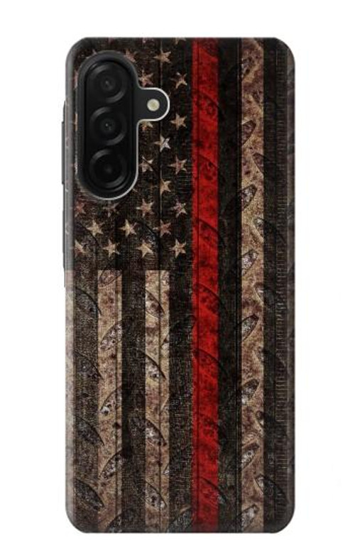 W3804 Fire Fighter Metal Red Line Flag Graphic Case Cover Custodia e Flip Case per Samsung Galaxy A26
