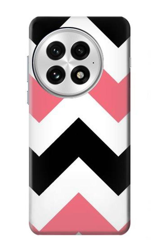 W1849 Pink Black Chevron Zigzag Case Cover Custodia e Flip Case per OnePlus 13