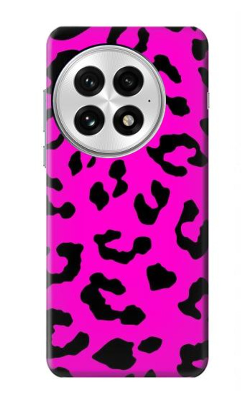 W1850 Pink Leopard Pattern Case Cover Custodia e Flip Case per OnePlus 13