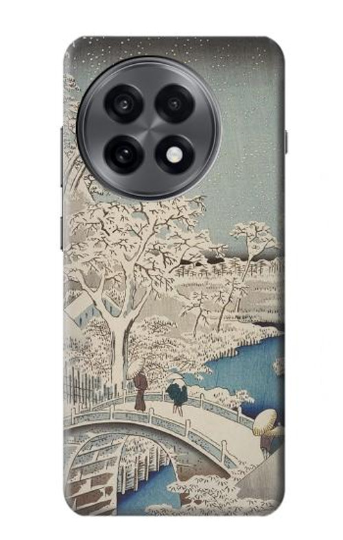 W3350 Utagawa Hiroshige Drum Bridge Yuhi Hill in Meguro Case Cover Custodia e Flip Case per OnePlus 13R